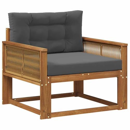 vidaXL Outdoor Mittelsofa Natur, Akazienholz Outdoor Mittelsofa, wetterfestes Patiositzmöbel, modernes Möbel für Gartenlounge und Balkon