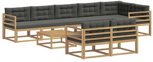 vidaXL Outdoor-Sofagarnitur 9 pcs Weiß und Anthrazit 79 x 79 x 37 cm, Patio-Sitzgruppe, modernes Outdoor-Sofa, langlebige Gartenmöbel, wetterfestes Lounge-Set für die Terrasse