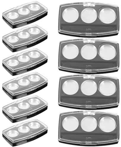 Lurrose Set 10 Palette di Vuote in PS Nero con 3 Scomparti 19,5mm, Ideale per Ombretti e Correttori
