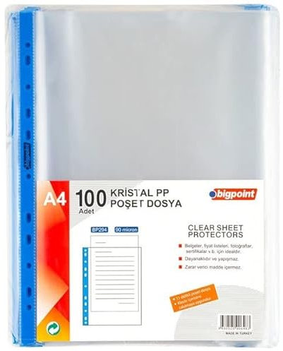 Bigpoint - Prospekthüllen Blau Streifen Kristall 90 Mikron 100er Pack
