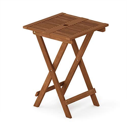 Furinno Tioman Outdoor Klapptisch aus Teaköl, Natur, 51.05 x 51.05 x 72.39 cm, Holz