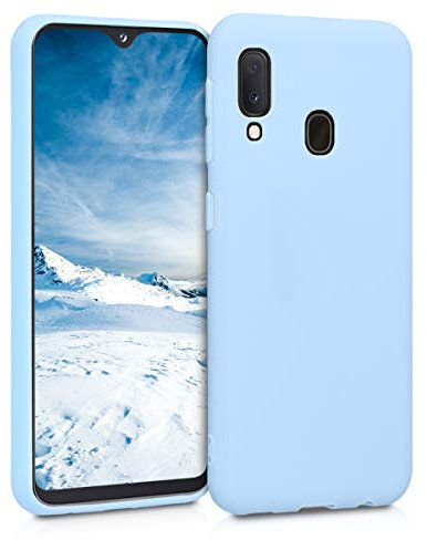 kwmobile Housse Compatible avec Samsung Galaxy A20e Coque - Housse de téléphone Protection Souple en Silicone - Bleu Clair Mat