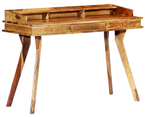 vidaXL Sheesham Mesa Escritorio Ordenador 1 Cajón + 3 Compartimentos Madera Maciza Diseño Rústico Vintage Retro Mueble PC Computadora Estudio Oficina