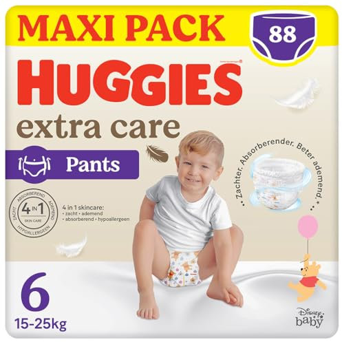 Huggies Bragas para pañales Extra Care, talla 6 (16-30 kg), 4 paquetes de 22 pañales, 4520 gr (el embalaje puede variar)