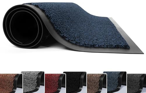 FB FunkyBuys Washable Door Mats Indoor & Outdoor - Non-Slippery Heavy Duty Doormats Indoor - Highly Absorptive Rubber Door Mat - Perfect for Kitchen, Home and Hotel Entrance (Blue, 60x90 CM)