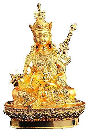 WLVG Tibetischer Buddhismus Handgemachte alte Budda Statue Legierung vergoldet Guru Rinpoche