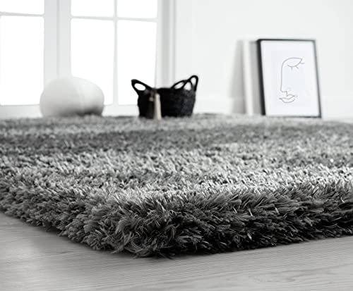 Mia's Teppiche Fiona Wohnzimmer, Schlafzimmer Anthrazit 80x150 cm Hochflor