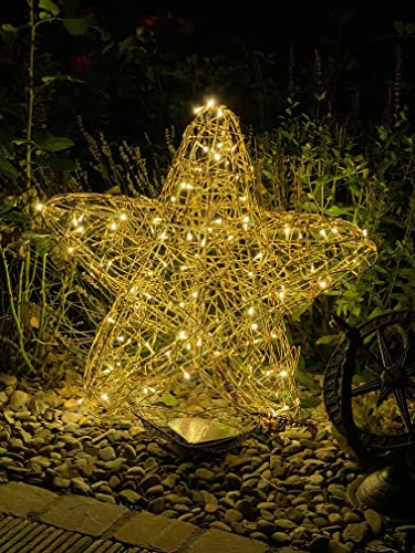 STAR TRADING LED-Stern Galax Star für innen und außen, beleuchtete Drahtgeflecht-Weihnachtsdeko, Weihnachtsstern stehend in gold, warmweiß, 60 cm
