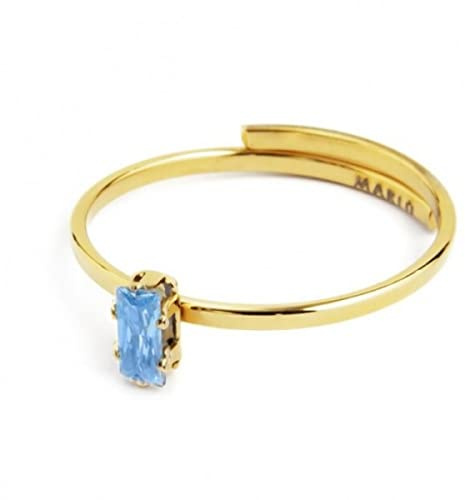 marlu ANELLO CON CRISTALLO BAGUETTE ACQUAMARINA PVD ORO 2an0046g-am