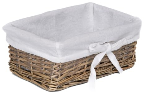 Arthur Cameron - Extra Small Wicker Basket with Lining, Hand-crafted Small Wicker Tray - Wicker Storage Tray, Small Storage Basket, Wicker Storage Basket, Organiser Tray (Antique Wash)