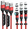 P-TECHUK 540° Fast Charging Magnetic data Cable, Magnetic Charging Cable. Mixed connectors - A17 Red (1M 2M 2M Cables, 1 tip holders, 6 tips)