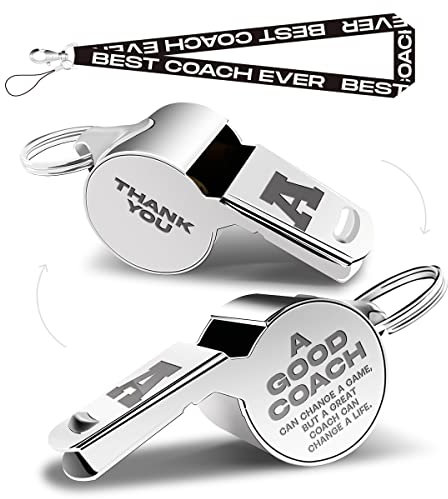 QIBAJIU Whistles with Lanyard, Letter A, Coach Whistle, Football Soccer Hockey Basketball Volleyball Baseball Coach Geschenke für Männer Frauen Lehrer Danke Cheer Coach Geschenk,Good Coach
