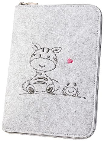 luxdag U-Heft Hülle mit Reißverschluss aus Filz (Farbe & Motiv wählbar) - Hülle für Kinderuntersuchungsheft & Impfpass - Organizer - Geschenk für werdende Mütter & Baby