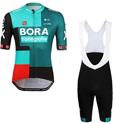 SGCIKER 2022 Herren Pro Team BORAHansgrohe Radtrikot Set, Kurzarm Fahrrad bekleidung Lätzchen Kurzsets Gel Pad(XL