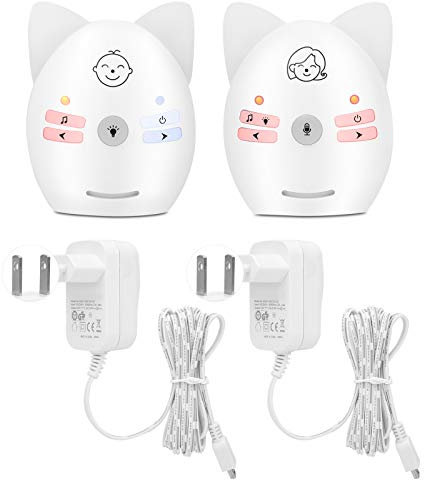 Agatige Monitor de bebé de Audio Digital, Monitor de bebé portátil inalámbrico de Dos vías y monitoreo de Audio con luz Nocturna para la Seguridad del bebé(Enchufe de la UE)