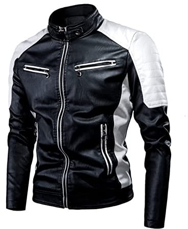 Hebezn Motorcycle Protective Jacket Motocross For Women And Men, Leather Jacket Men Vintage Thermal Leather Jacket With Stand-up Collar Many Pockets Motorcycle Jacket (Color : Black, Size : 5XL)
