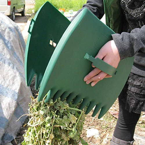 Fiacvrs Lot de 2 ramasse-feuilles portatifs pour jardin, cour, ramassage de feuilles avec griffes pour feuilles de jardin, déchets et herbe (vert)