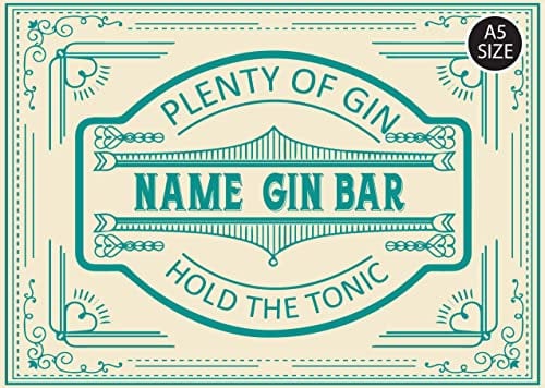 Personalised Gin Bar Sign Cocktail Custom Metal Sign Plaque Gin Garden Gift - Wall Art Decorations (A5 (14.8cm x 21cm))