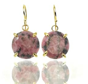 Statement Rhodonit-Kristall-Ohrringe - Große Ohrringe Baumeln - Anpassbare Mode-Ohrringe, Halbedelstein-Schmuck Einzigartige Ohrringe für Damen - mit Geschenk-Box