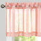 TOPICK Sheer Scheibengardinen mit Tunnelzug Transparent Bistrogadine Landhaus Streifen Voile Küchenvorhang Gestreift Küchengardinen Paarig für Badezimmer Klein Fenster 130cm x 35cm(BxH) Rosa