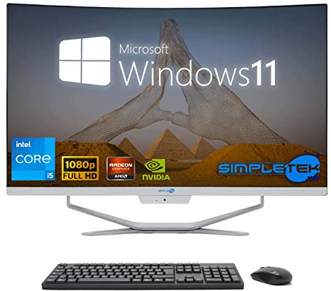 SIMPLETEK - All-in-One-PC 27 Curved Windows 11 | Prozessor Core i5 12. Gen mit GTX1650 Grafikkarte 4GB | 32GB RAM DDR4 SSD 2TB