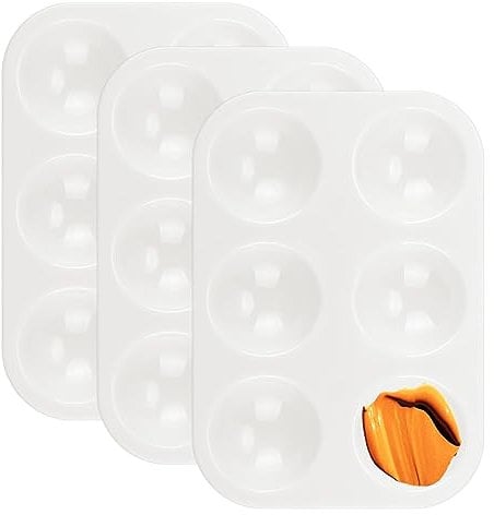 Rectangular Plastic Paint Tray Palette with 6 Wells,ideal for Watercolor, Gouache, Oil Paint - Art & Craft Painting Holder