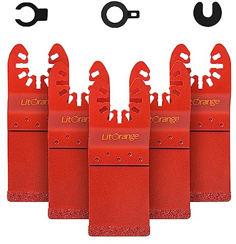 Litorange Carbide End Multi Tool Blades Oscillating Saw Blades Mortar Plaster Grout Remover Compatible with Dewalt Milwaukee Makita Bosch Dremel 5 Pack