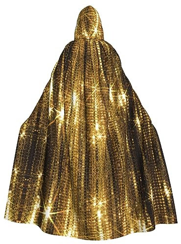 Goldfarbene Pailletten, funkelnd, Unisex, mit Kapuze, Halloween-Umhang, Cosplay, Halloween, Weihnachten, Kostüme, für Erwachsene