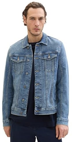 TOM TAILOR Herren Jeansjacke mit Brusttaschen, Used Light Stone Blue Denim, S