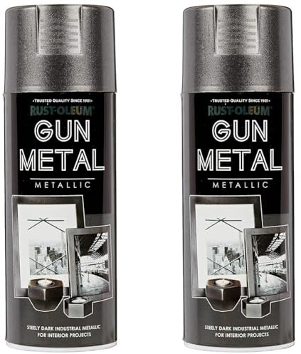 Rust-Oleum 400ml Metallic Spray Paint - Gun Metal (Pack of 2)