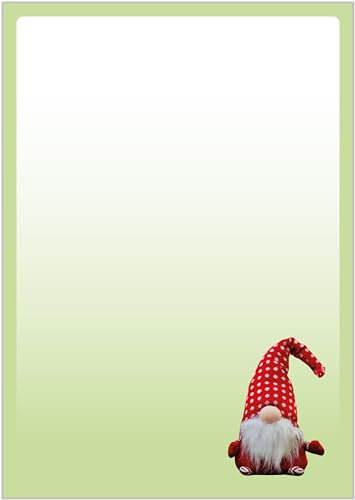 Briefpapier Wichtel DIN A4 - Papier Weihnachten - 20 Blatt - Motiv Nr. 030 | 120g/m²
