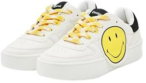 Desigual 23WSKP23 Smiley-Sneaker, niedrig, Weiß, weiß, 37 EU