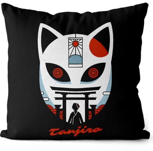 style3 Masked Tanjiro Kissen mit Füllung 40cm Baumwolle Demon Anime Japan Manga