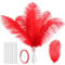 Crenze 10pcs Ostrich Feathers 12-14inch(30-35cm) with Extension Tubes for Home Wedding Decoration Offers 10 Colors (Red)