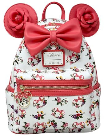 Loungefly Disney Minnie Mouse Roses Allover Print Womens Double Strap Shoulder Bag Purse