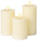 Meisterhome® 3er-Set Flammenlose LED Kerzen - Elfenbein - Rustik Design Stumpenkerze - mit Fernbedienung – mit Timer - Batteriebetrieben – Warmweiß - 10/12,5/15 cm hoch - mit flackernder Flamme