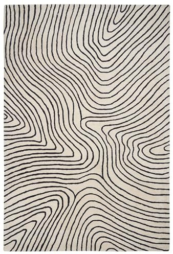 Teppich Viskose Wolle schwarz / weiß 200x300 cm mit geometrischem Muster Rumra