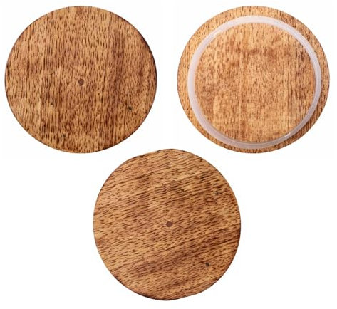 VERLO - WECK Holzdeckel mit Dichtung 60 mm, 3 Stück, passend zu WECK-Gläsern, Silikondichtung