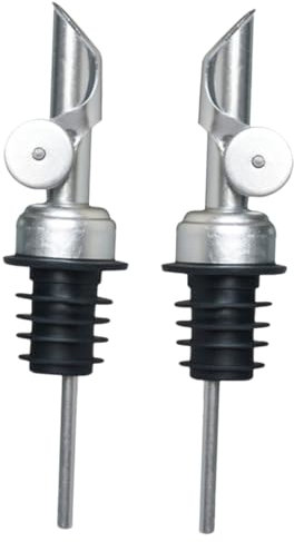 Mikinona 2piezas Vertedor De Vino Dispensador De Aceite y Vino De Acero Inoxidable Con Tapa Boquilla Vertedora De Aceite Para Cocina Dosificador Botella De Licor