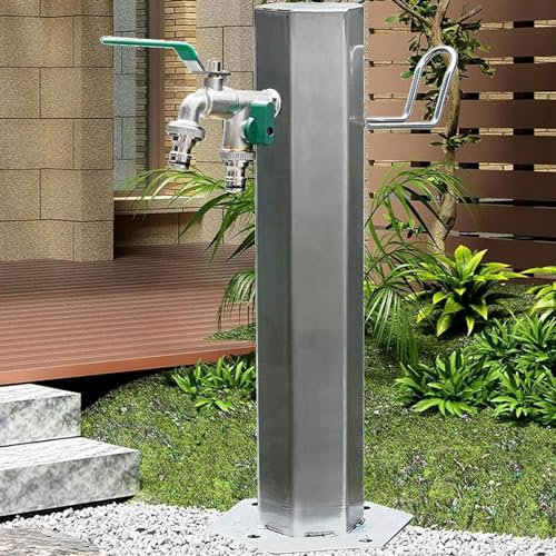 DPQYJPP Colonne d'eau de Jardin – Robinet Rond en Acier Inoxydable sur Pied, Robinet et Fontaine d'extérieur montés au Sol, Fontaine d'eau de Jardin pour Une Oasis de Bonheur.