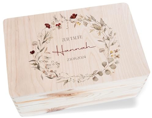 Baby Geschenkbox Holzkiste Baby - Taufe Erinnerungsbox aus Holz für Kinder und Babys | Erinnerungen Taufe | Perfektes Taufgeschenk | Erinnerungskiste zur Taufe - 30 x 20 x 14 - Holz