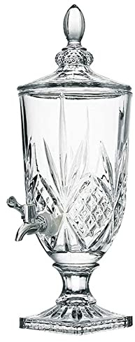 Distributeur d'eau en verre transparent 3L avec robinet, distributeurs de boissons en pot Mason pour les fêtes, serveur de boissons à large bouche en acier inoxydable 100 % étanche pour fête, bar