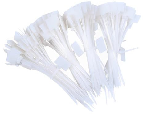 100 Pezzi Fascette Elettricista Etichetta del Cavo Bianche Fascette Plastica Cable Management Kit Fascette Cavi Strap Fascette Elettricista Bianche con Etichetta Cable Management per TV Cavo