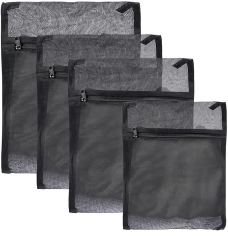 4 Stück Black Wäschenetz für Waschmaschine,Wäschesäcke Waschmaschine,Mesh Wäschesack,Laundry Net mit Reißverschluß,Schützt Die Kleidung in Waschmaschine,für Feinwäsche,Gardinen,Fleecedecken,Bettwäsche