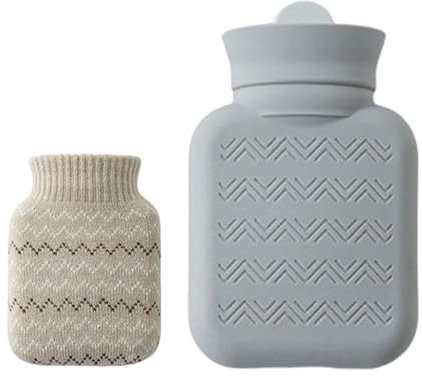 Hot Water Bottle 300ml Microwave Silicone Warm Water Bag with Sleeve for Warmth and Travel Use