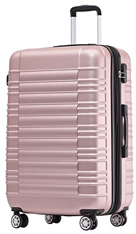 BEIBYE Reisekoffer 2088 Hartschalekoffer Gepäck Koffer Trolley Größe L in 14 Farben (Rosagold)