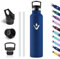 Vikastar Gourde Isotherme, 1 Litro Anti-Fuite, Bouteille Isotherme, sans BPA, Gourde Inox, Réutilisable, Gourde Isotherme 1L pour Fitness, École, Sport, Cyclisme, Bleu Foncé