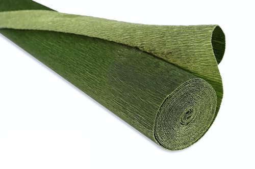 FloristryWarehouse Krepppapier, Rolle, 180 g (50 x 250 cm), zweifarbig, Blattgrün (Farbton 562/1)