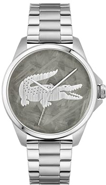 Lacoste Uhr mit DREI-Zeiger-Quarzwerk für Herren Kollektion LE Croc mit Silbernes Edelstahlarmband - 2011393