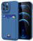 oakxco for iPhone 12 Pro Max Case with Card Holder, Cute Silicone Wallet Phone Case with Credit Card Slot, Soft Rubber Thin Slim Purse for Women Men with Shockproof Camera Cover Protection, Navy Blue